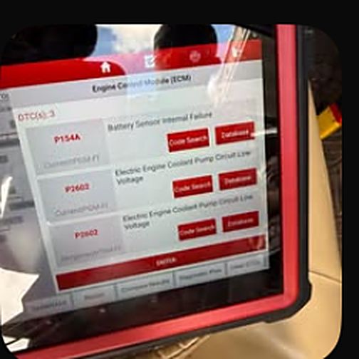 Diagnostic tablet reading live hybrid fault codes
